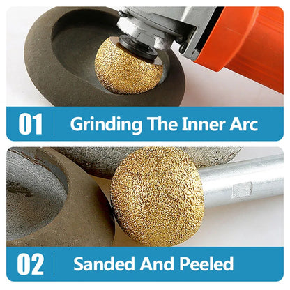 Diamond Brazed Round Grinding Head Abrasive Tool For Internal Arc Grinding Of Stones Engraving Tool Head Mushroom Head